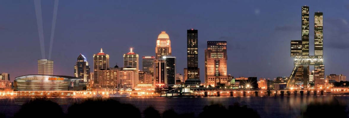 Louisville Night City Panoramic View Wallpaper