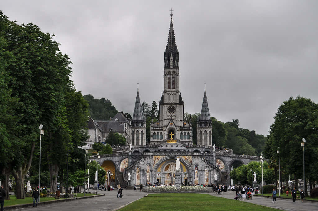 Lourdes Sanctuary Basilica Exterior Wallpaper