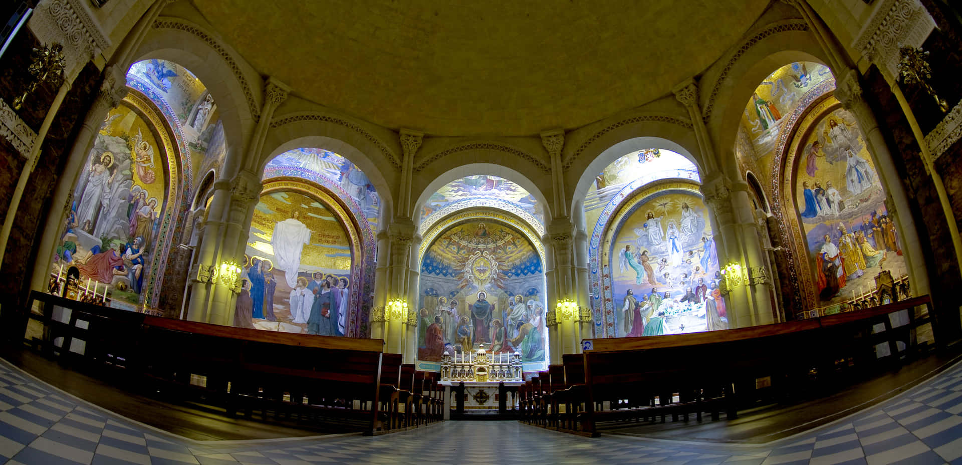 Lourdes Sanctuary Interior Panorama Wallpaper