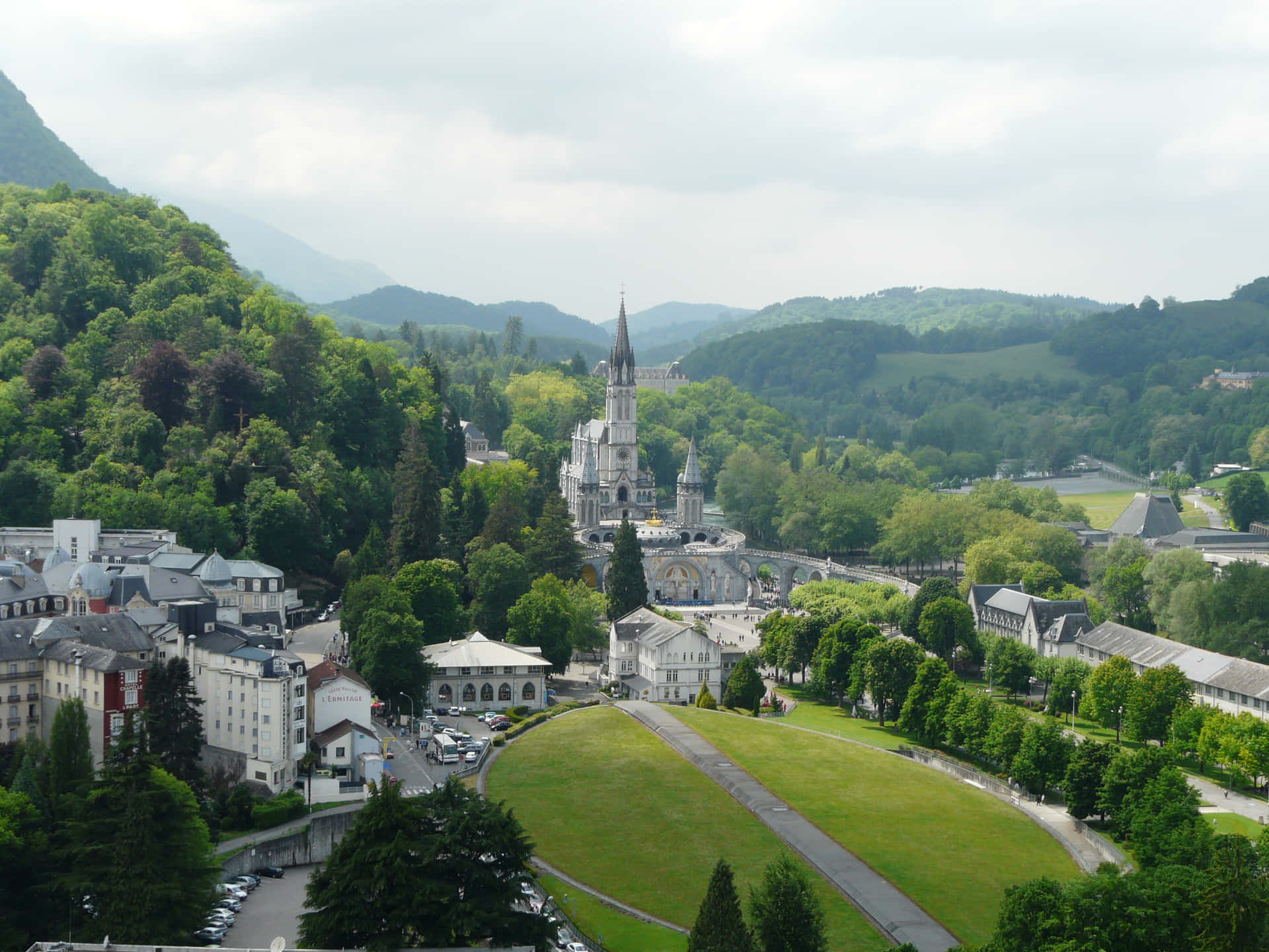 Lourdes Sanctuary Overlooking View Wallpaper
