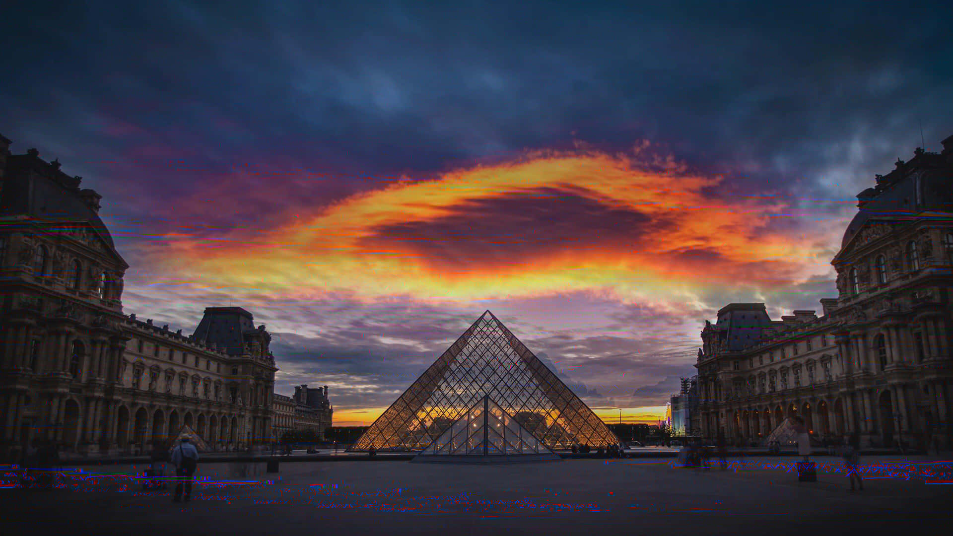 Museudo Louvre Pôr Do Sol No Céu Papel de Parede