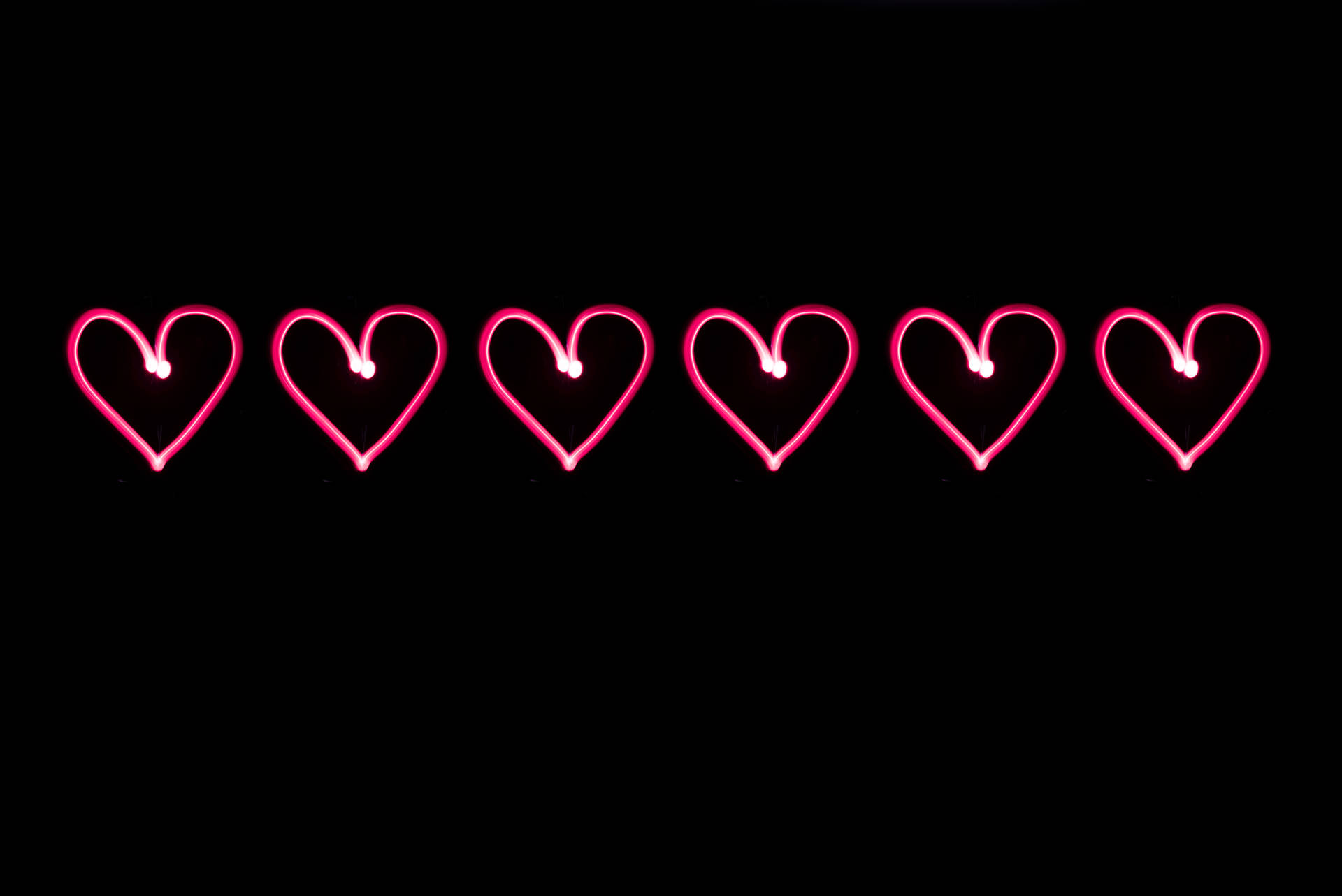 Love And Pink Neon Hearts Wallpaper