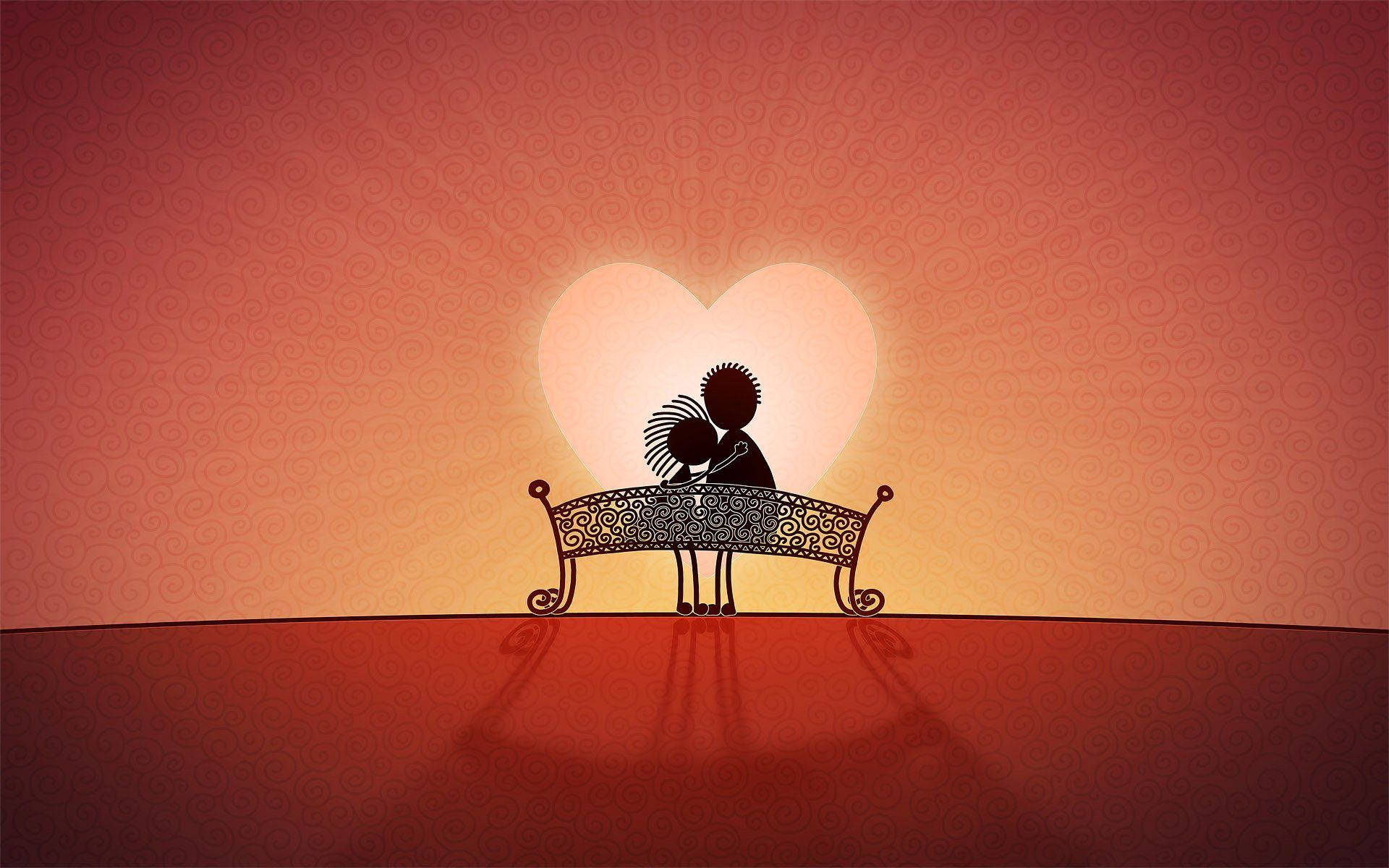 Love Art Heart Sunset Wallpaper