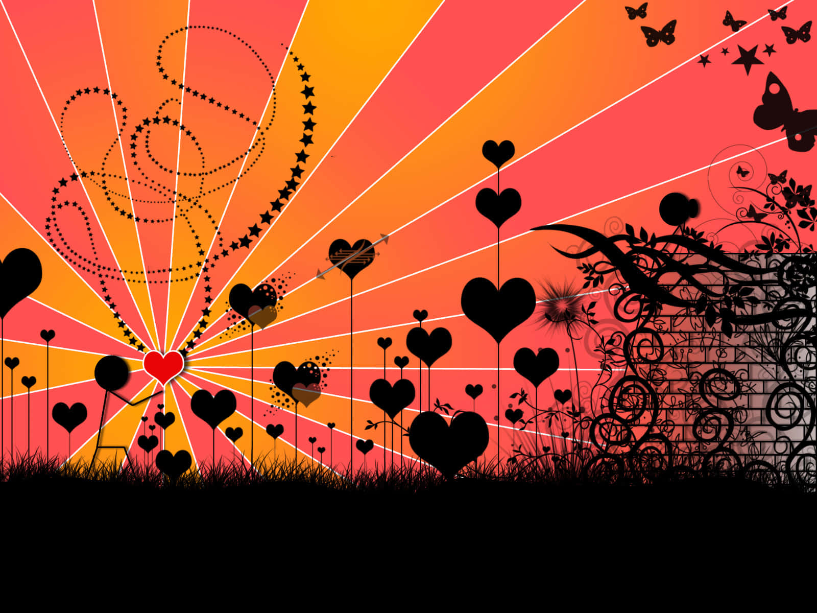 Cool Hearts Silhouette For Love Background