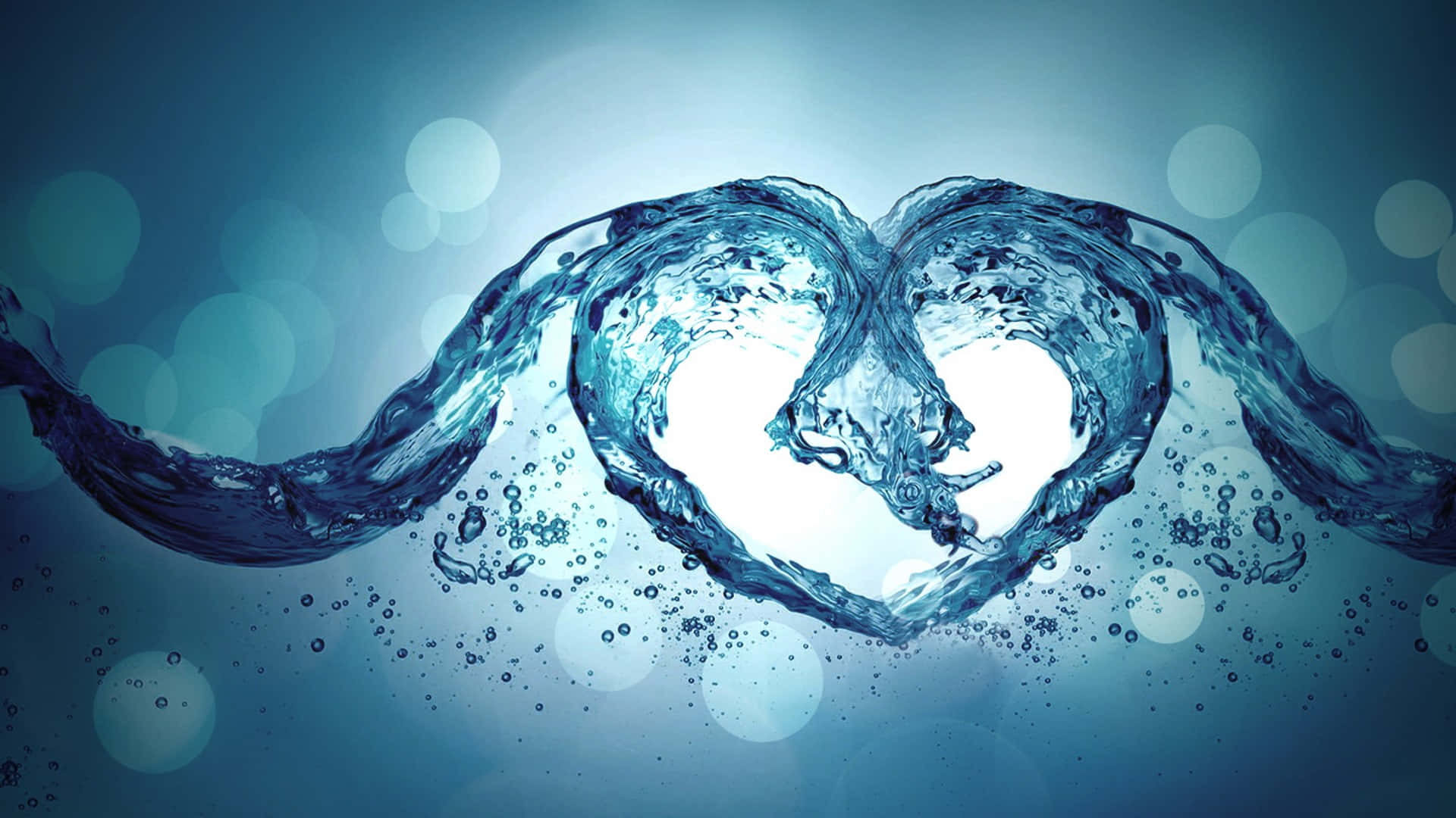 Cool Digital Water Heart Love Background