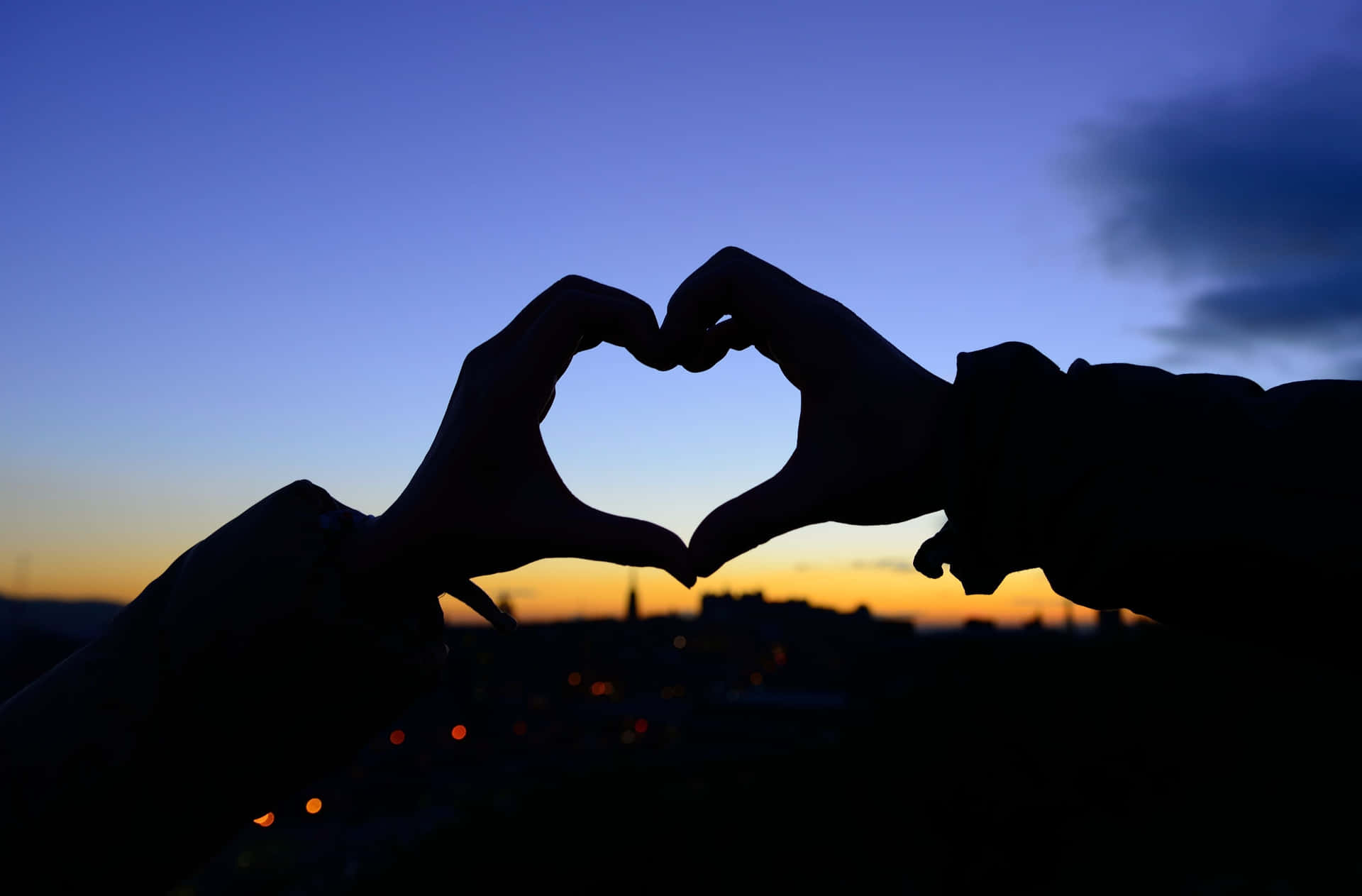 Wonderful Silhouette Hands Forming Heart Love Background