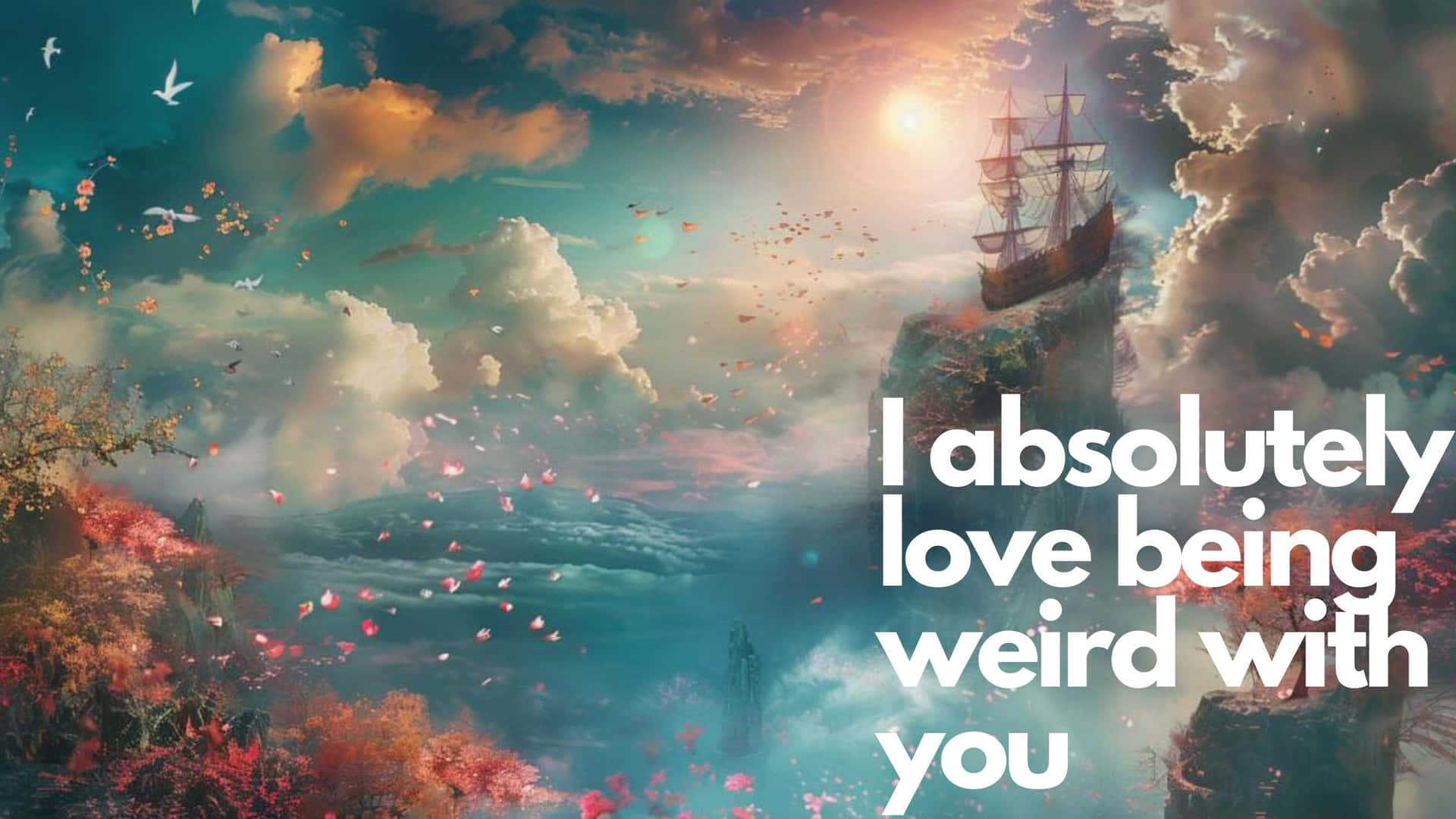 Love Being Weird With You Romantic Quote Wallpaper