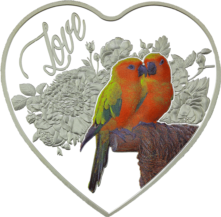 Love Birds Heart Shaped Frame PNG