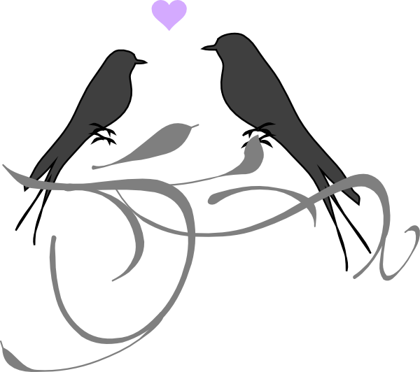 Love Birds Silhouettewith Heart PNG