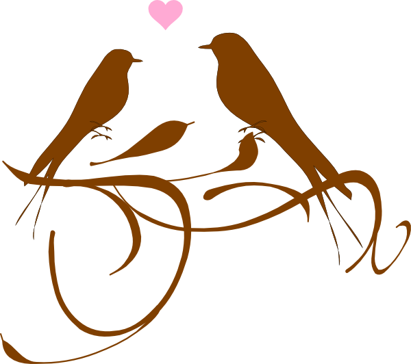 Love Birds Silhouettewith Heart PNG