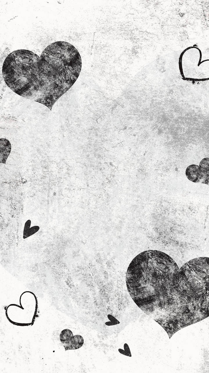 Love Black And White Hearts Textured Wallpaper