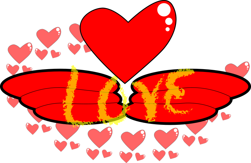 Love Butterfly Hearts Graphic PNG