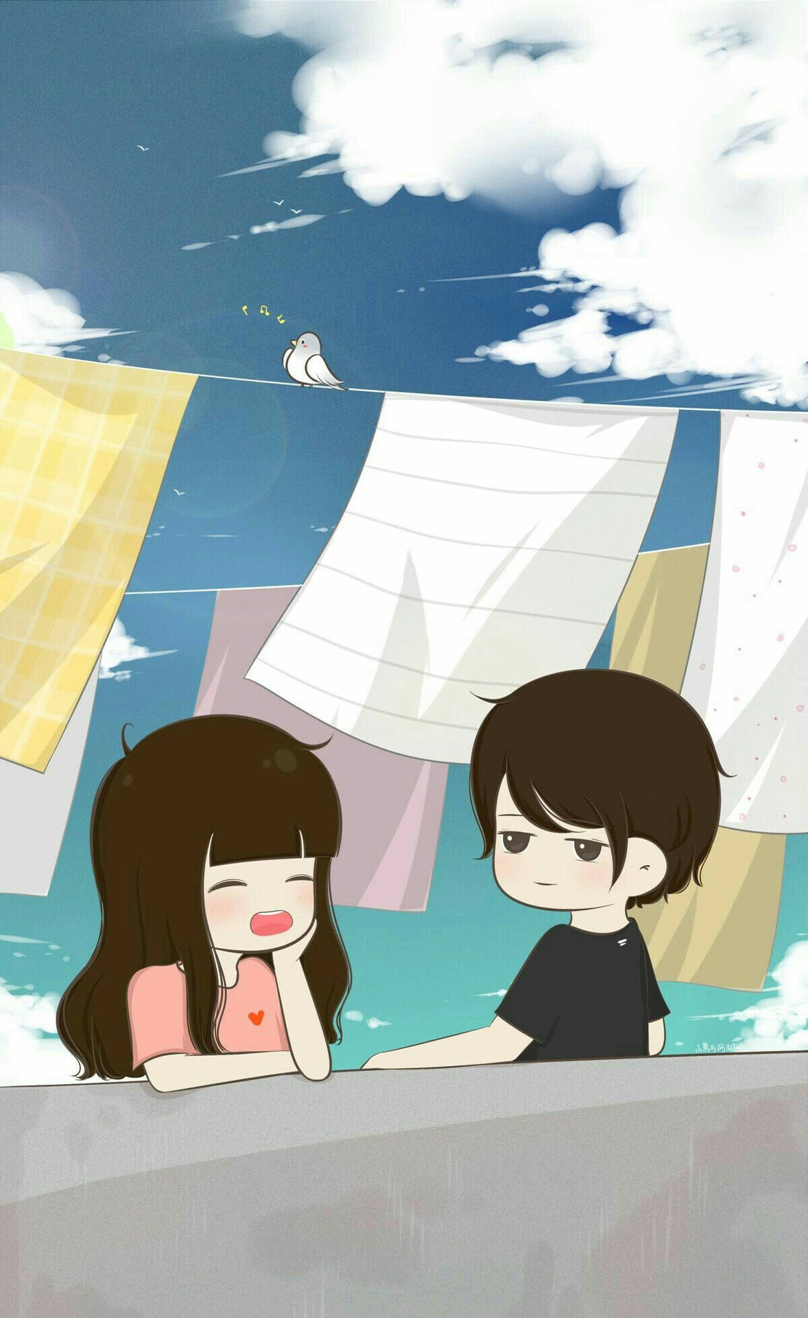 Love Cartoon Laundry Picture