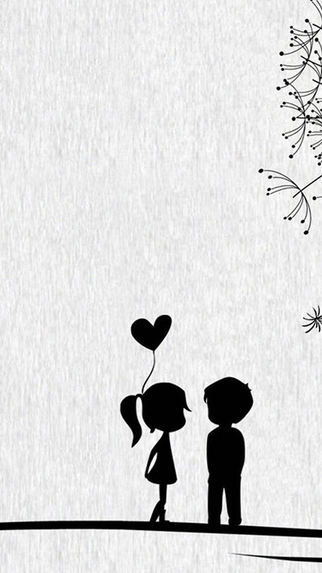 Love Cute Couple Black And White Wallpaper