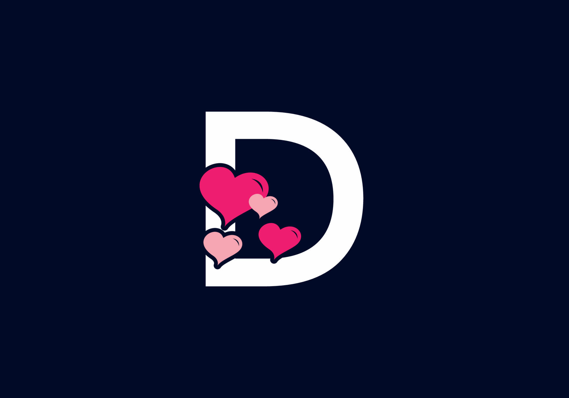 Love D With Pink Hearts Wallpaper