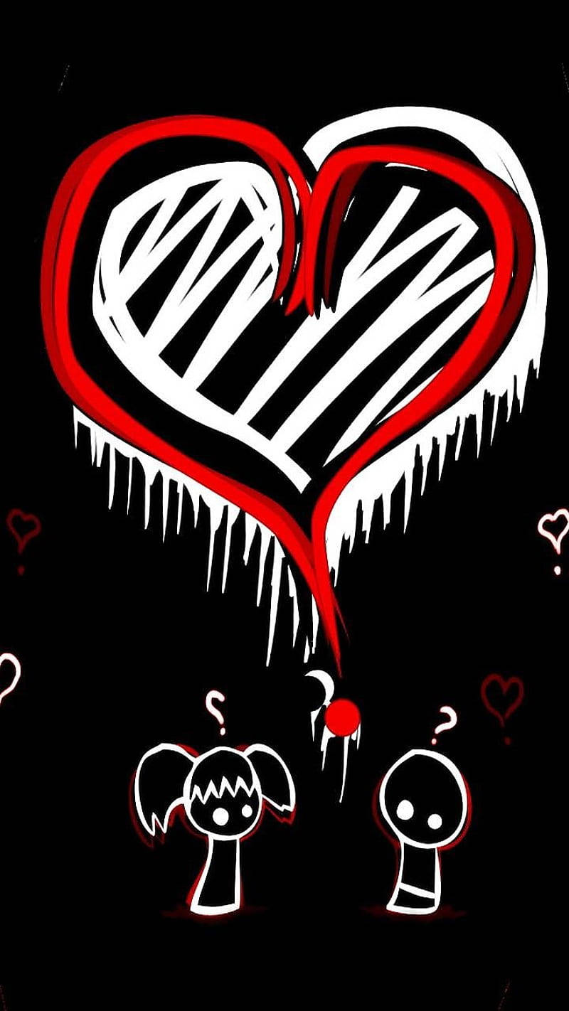 Love Drawings Black And White Heart Wallpaper