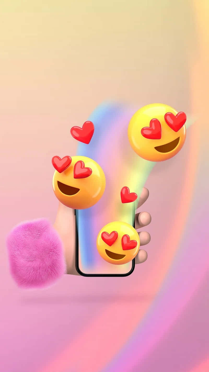 Love Emoji Rainbow Trail Smartphone Wallpaper Wallpaper