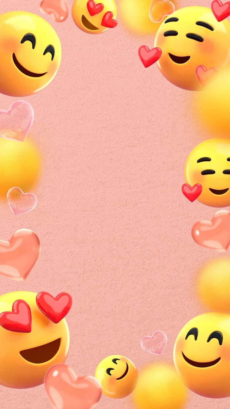 Latar Belakang Emoji Cinta Berwarna Pink Wallpaper