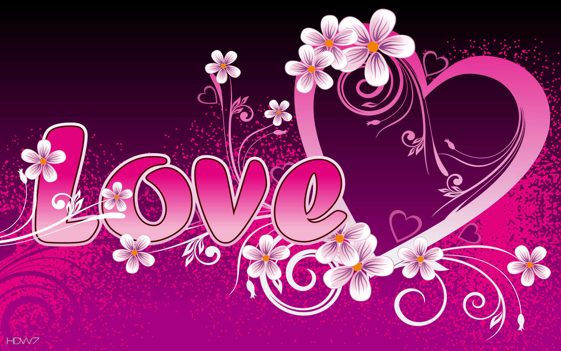 Pink Kærlighed Hjerte Blomster Billede Wallpaper