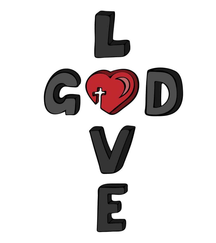 Love God Heart Cross Illustration Wallpaper