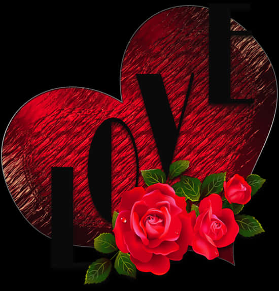 Love Heartand Roses Artwork PNG