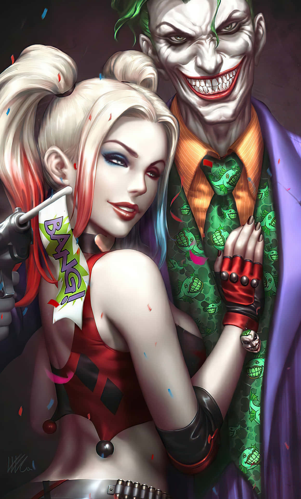 Den ikoniske par af Suicide Squad: Joker og Harley Quinn. Wallpaper