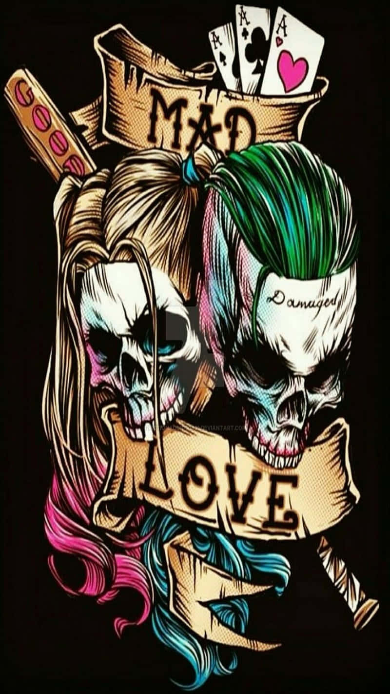 Enbild På Kärlek Mellan Joker Och Harley Quinn. Wallpaper