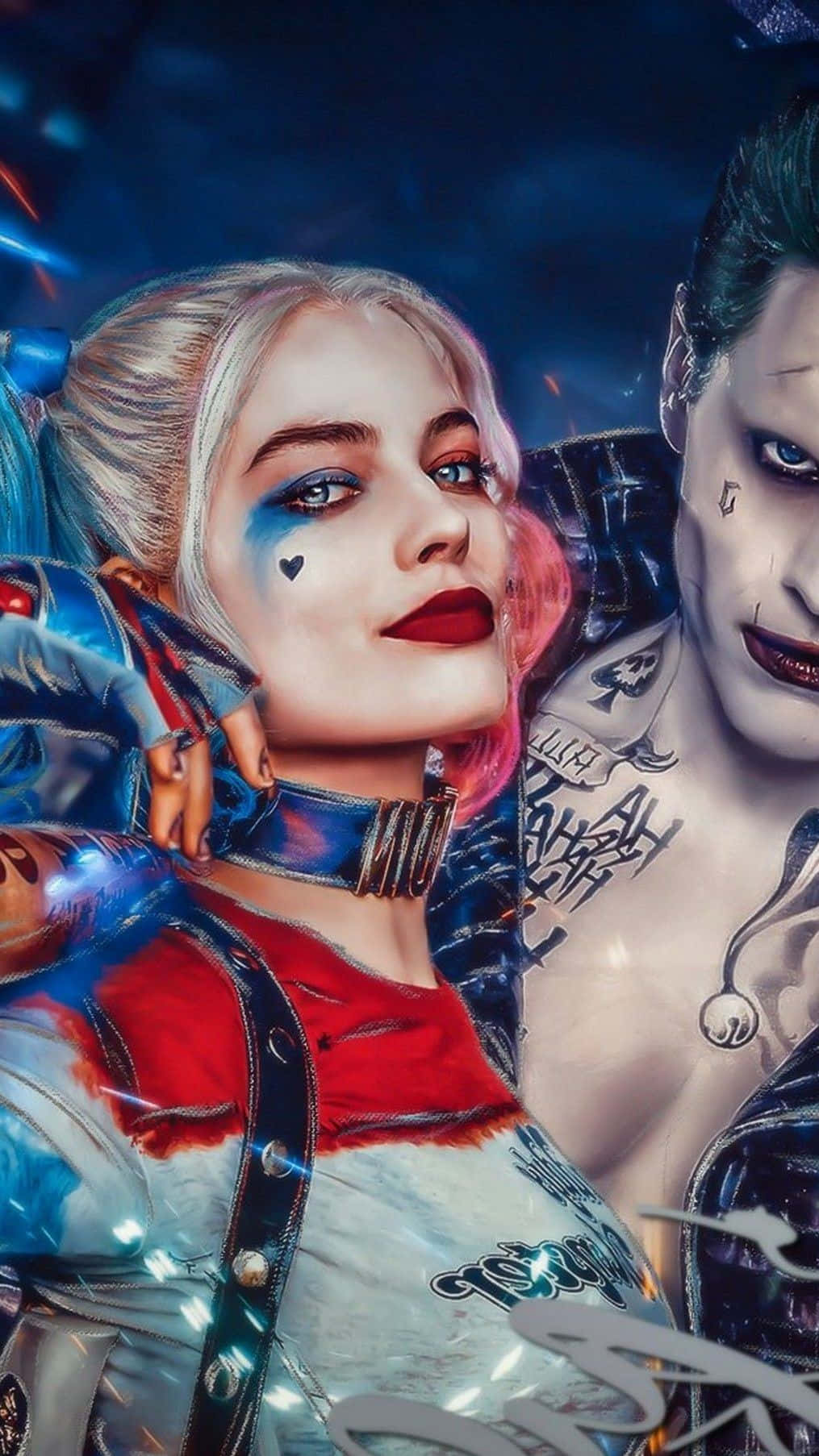 "the Joker&Harley Quinn Sealed With A Kiss" Wallpaper