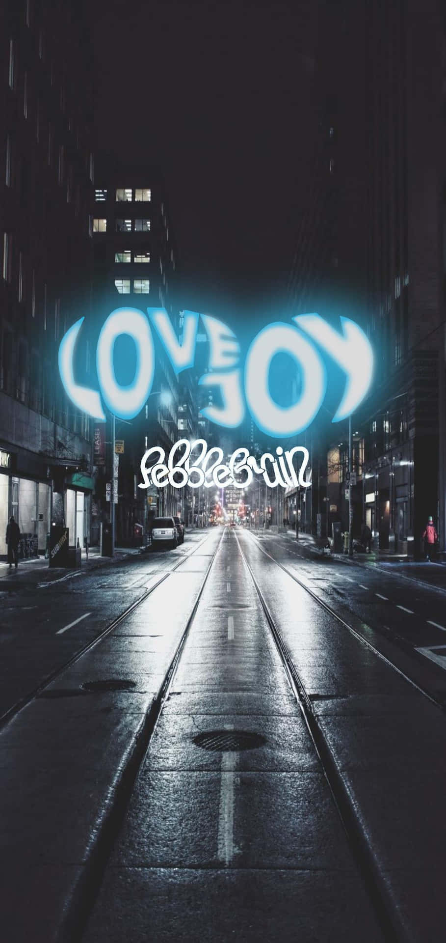 Kærlighed Joy Neon Blå Brevskrift Wallpaper