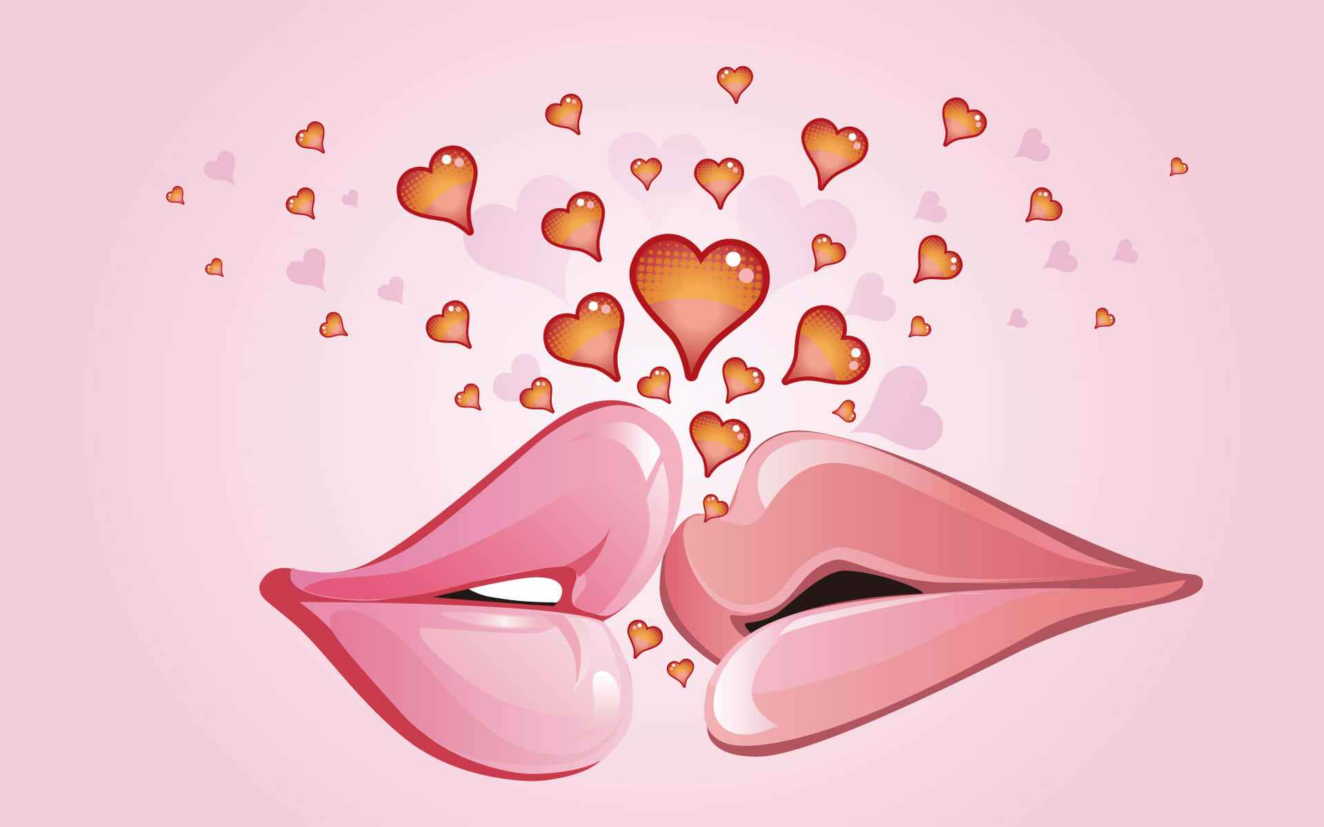 Love Pink Hearts Kiss Picture