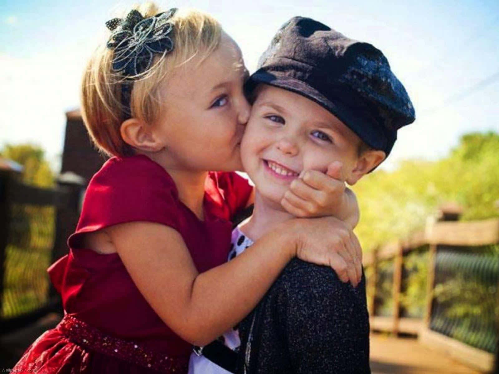 Adorable Kids Love Kiss Picture