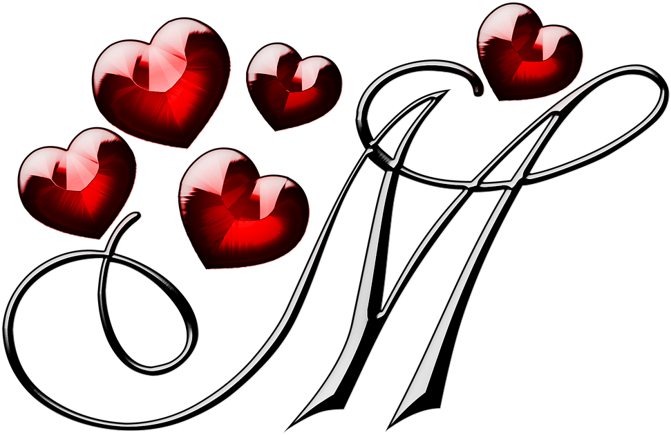 Love Letter M Hearts Design PNG