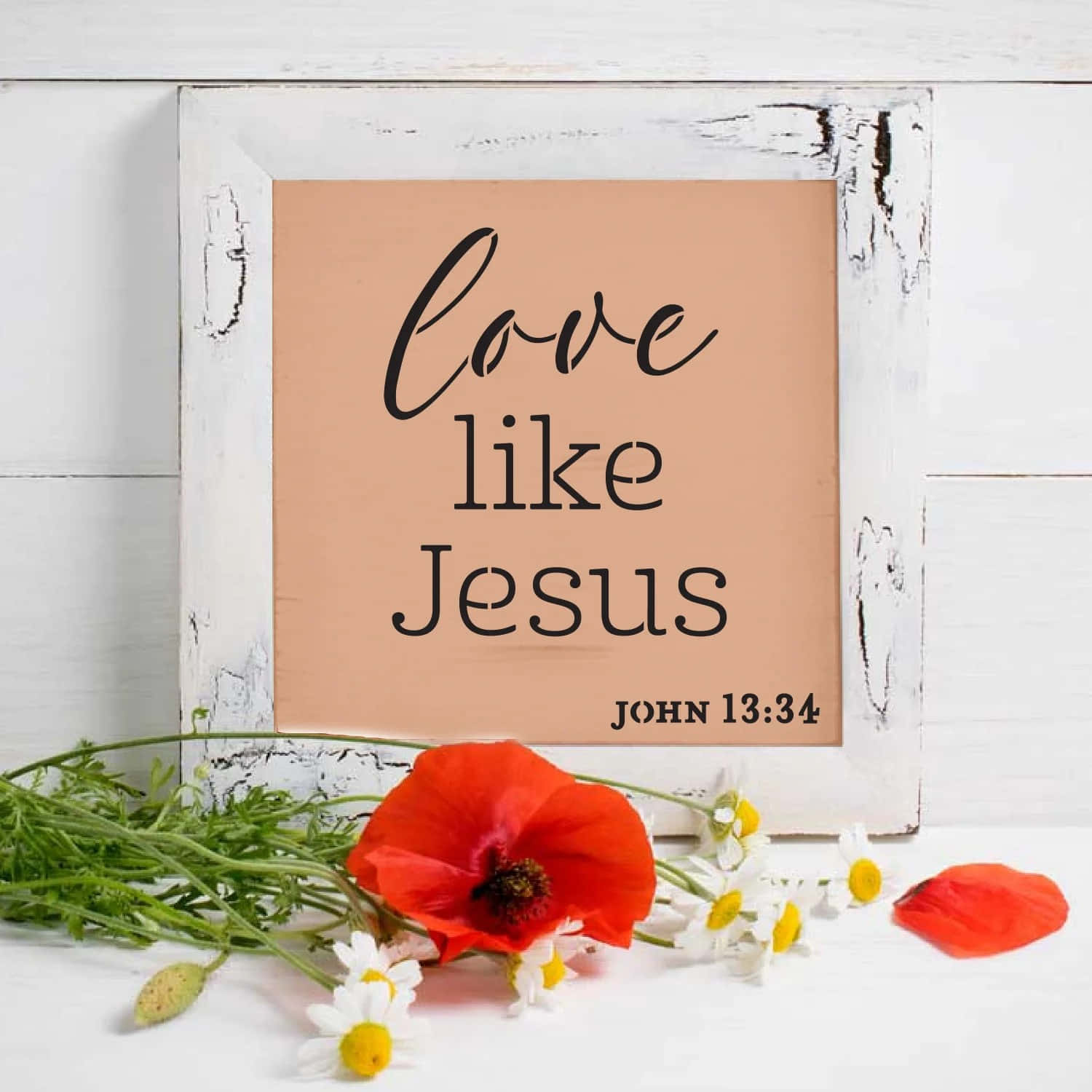 Love Like Jesus Floral Frame Art Wallpaper