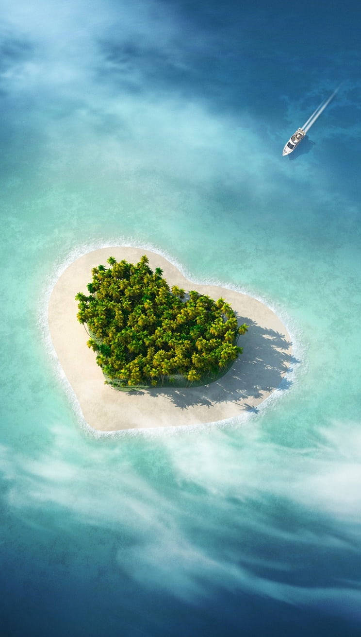 Love Nature Heart Island Wallpaper