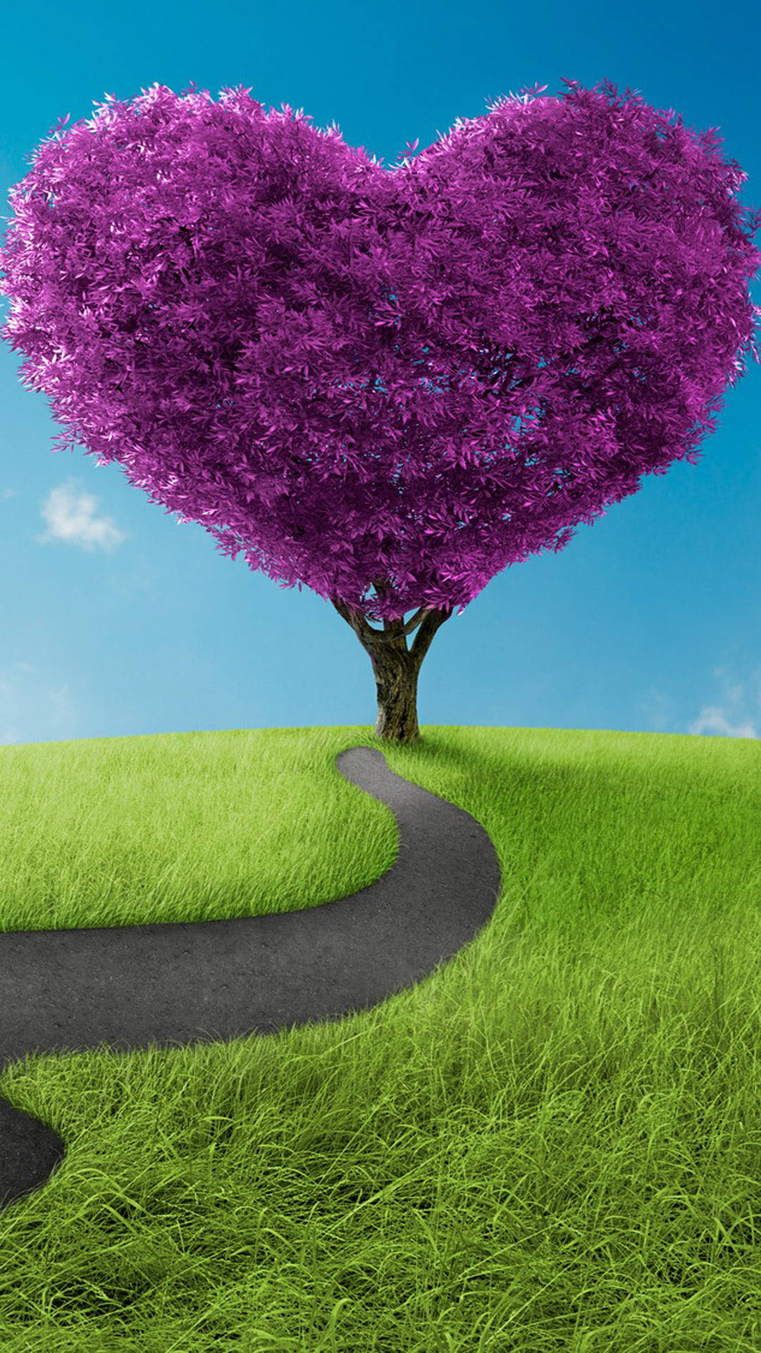 Love Nature With Purple Tree Wallpaper