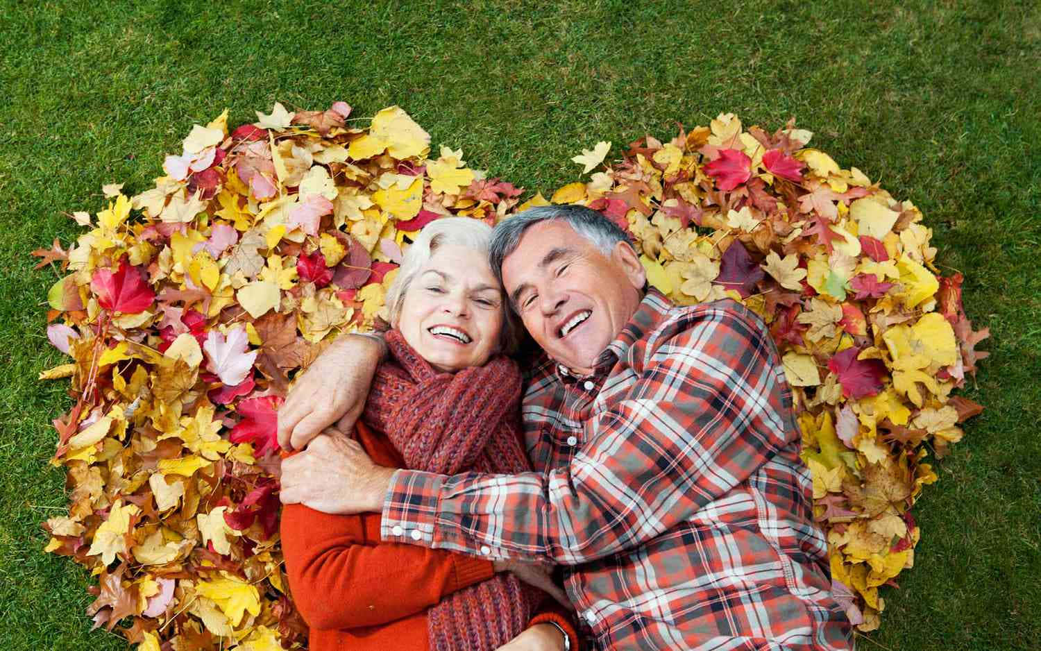 Seniors On Autumn Leaves In Love Picture
