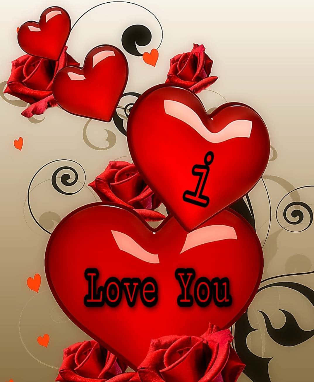 "I Love You" On Red Hearts Picture