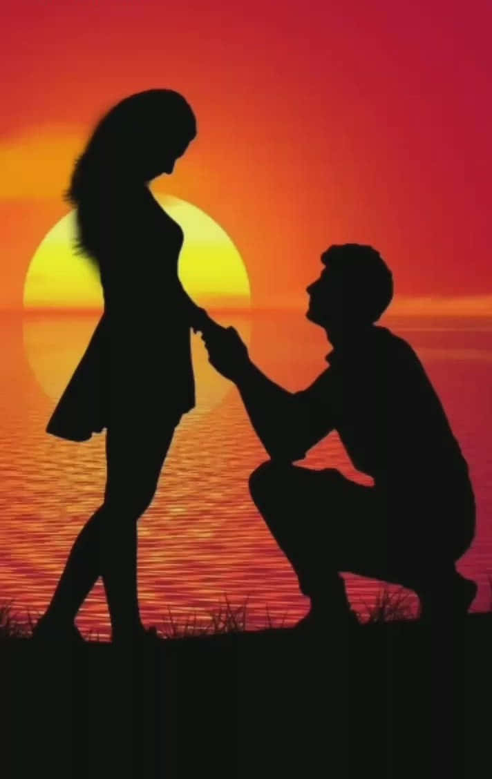 Lover's Proposal At Sunset Picture
