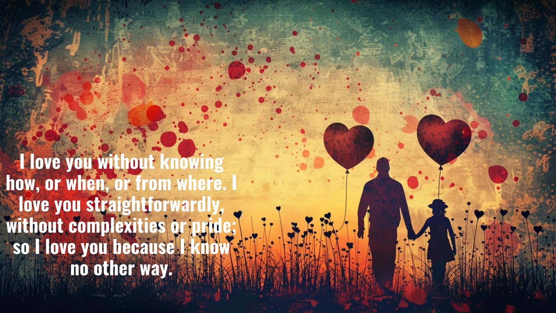Love Quote Silhouette Balloon Heart Wallpaper