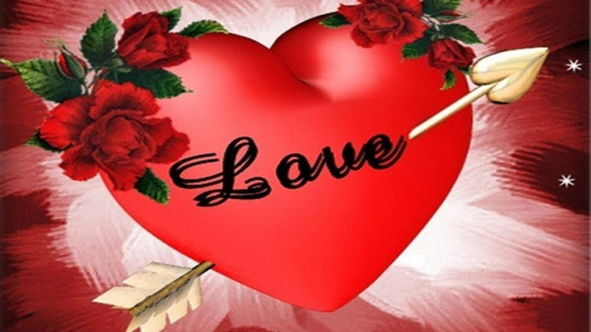 Love Rose Arrow Heart Wallpaper