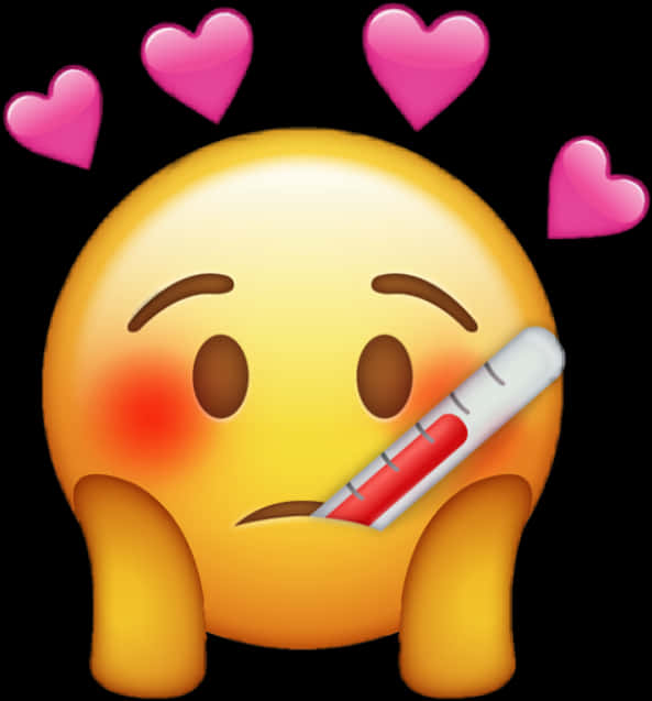 Love Sick Emojiwith Thermometer PNG