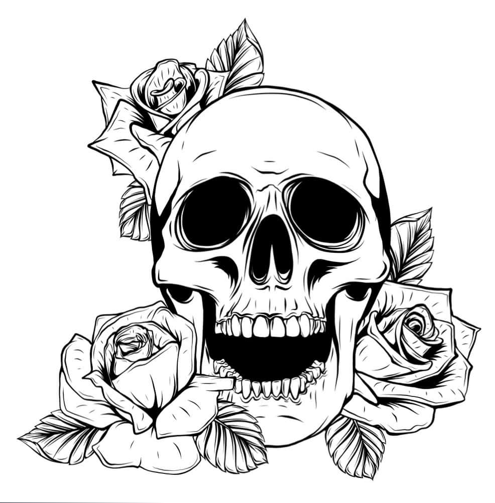 Celebrate Life and Death With Love Skulls and Roses Wallpaper