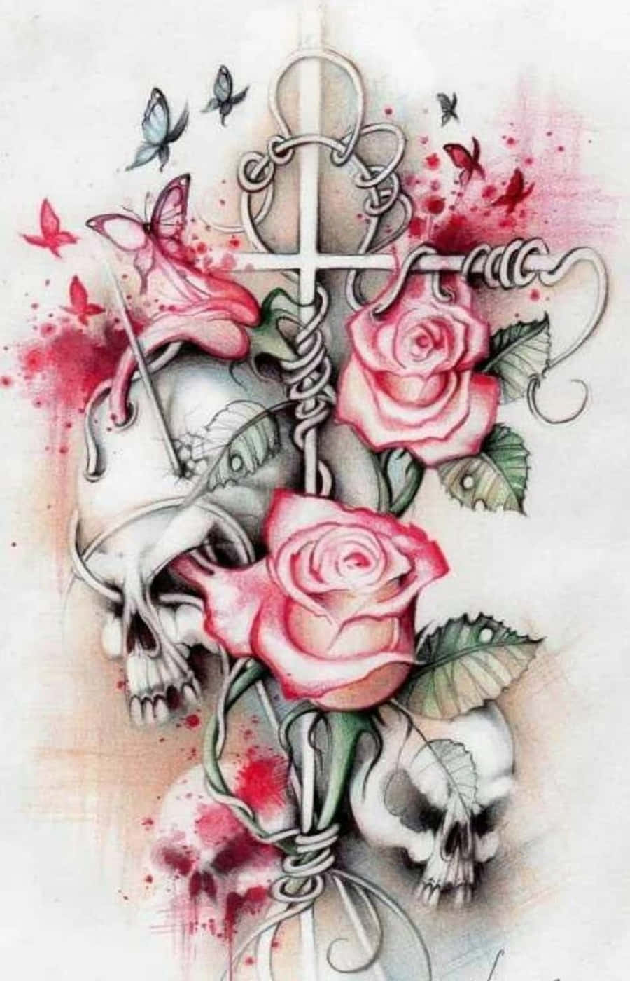 Image  Love Skulls And Roses Wallpaper
