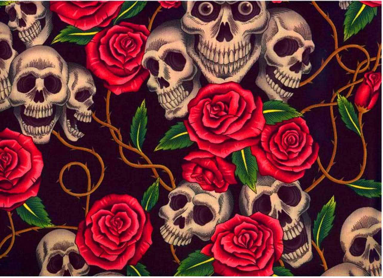 A Symbol of Love — Skulls and Roses Wallpaper