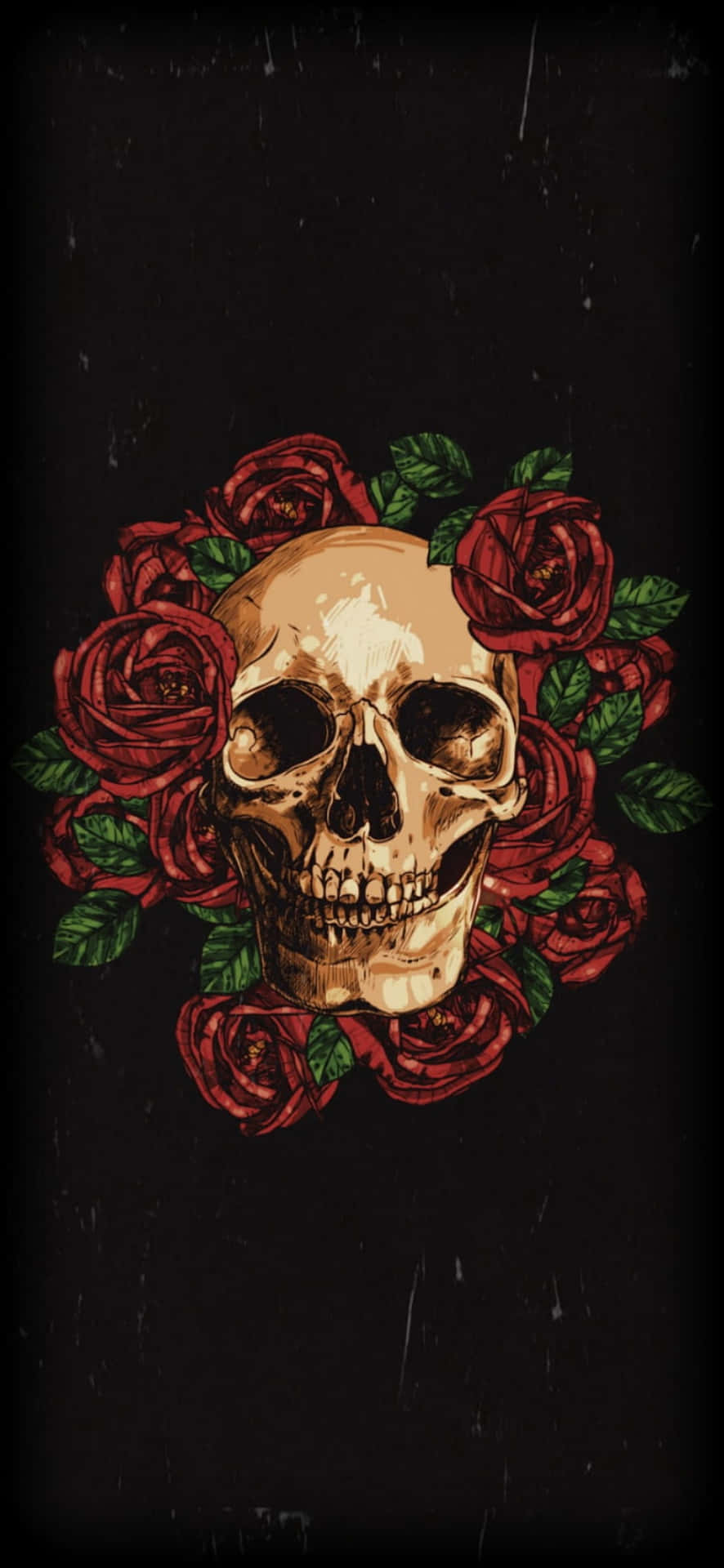 Mysterious Love Between Skeletons And Floral Universe Wallpaper