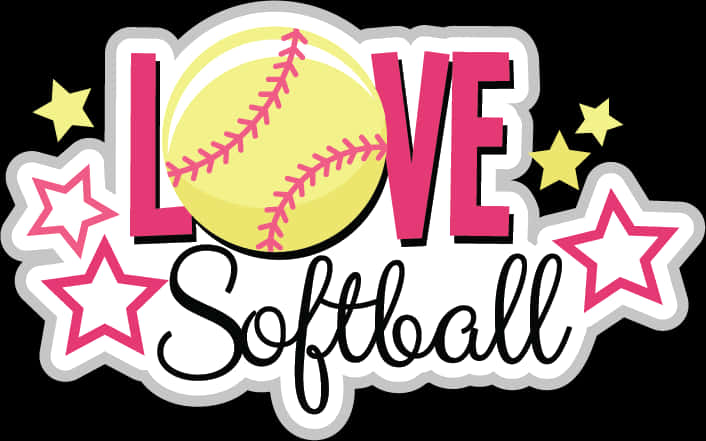Love Softball Sticker Design PNG