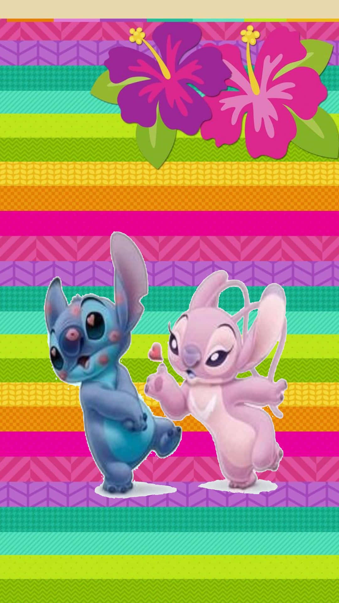 Caption: Love Stitch and Angel Adorable Couple Wallpaper