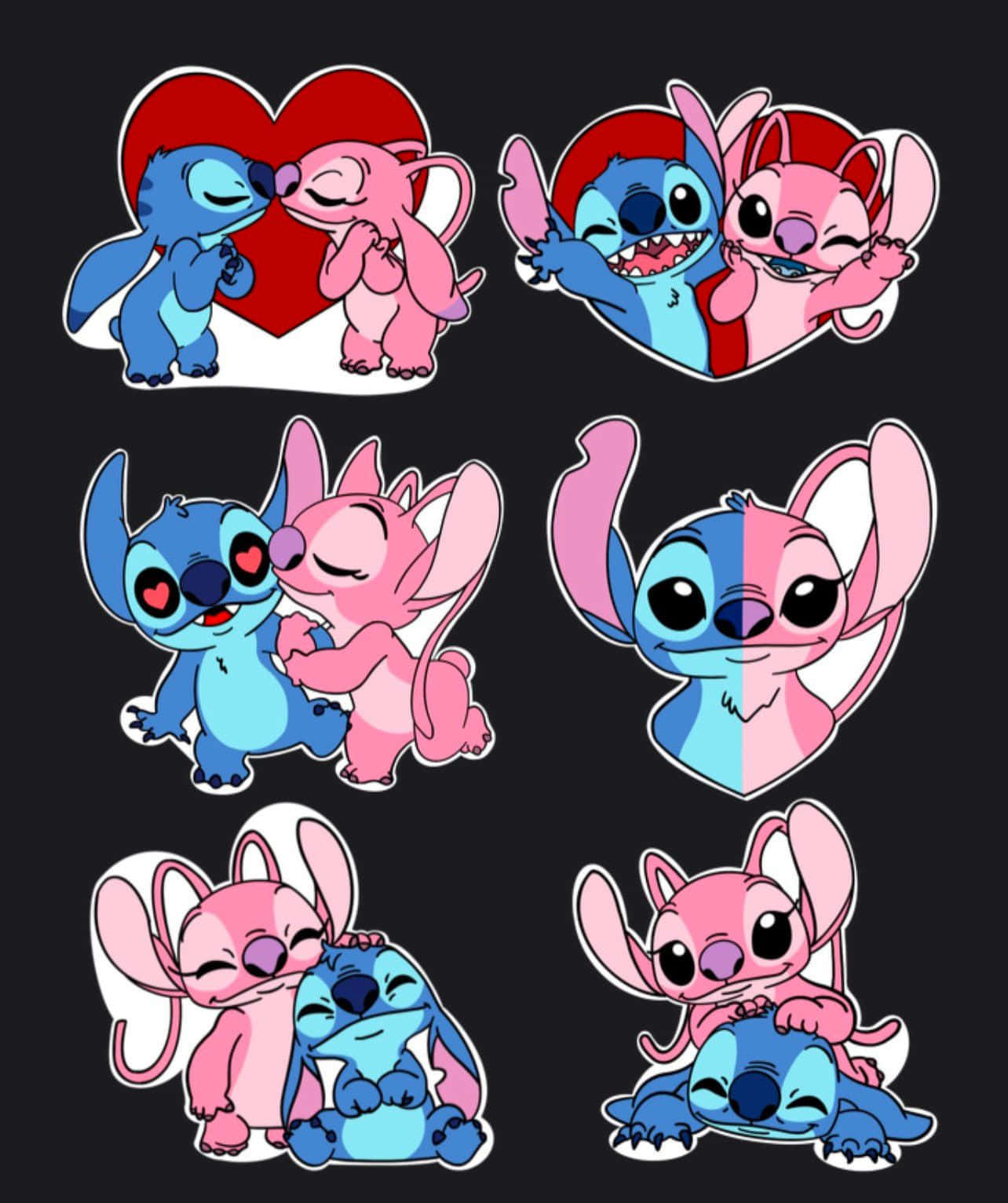 Stitch and Angel's Loving Moment Wallpaper