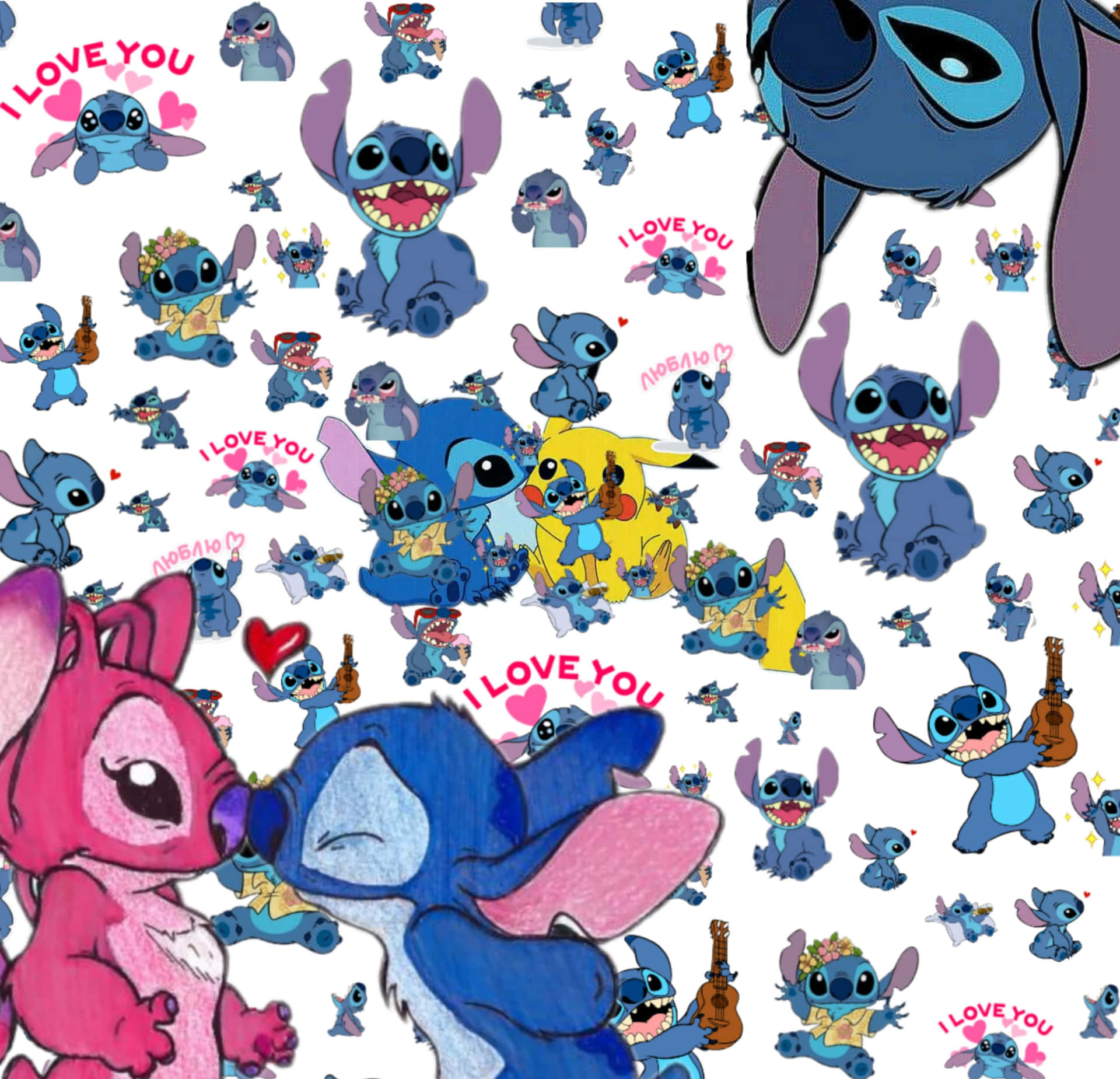 Love Stitch&Angel: An Adorable Encounter Wallpaper