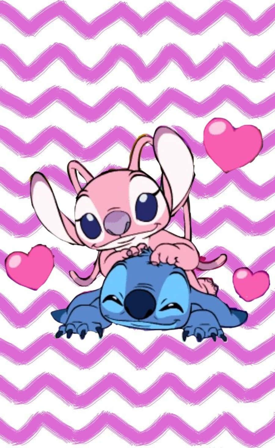 Adorable Love Stitch and Angel Wallpaper